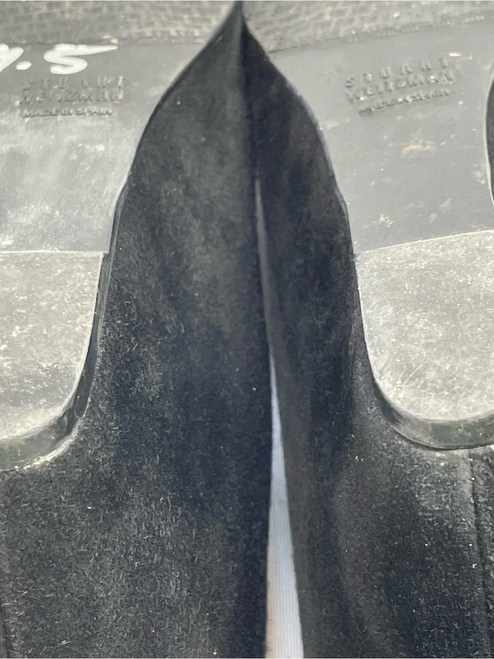 VTG STUART WEITZMAN Black Suede Wedge Loafers Office Siren Whimsigoth Size 9.5 - Picture 12 of 13